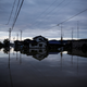 Submerged houses in the town of Mabi, in Okayama.